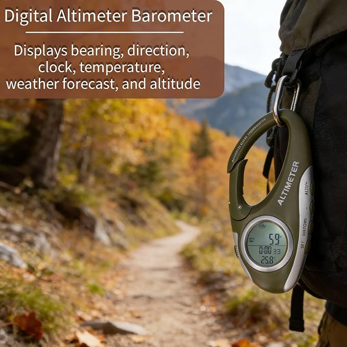 HERCHR Digital Altimeter, Hiking Thermometer Portable Compass - Image 8