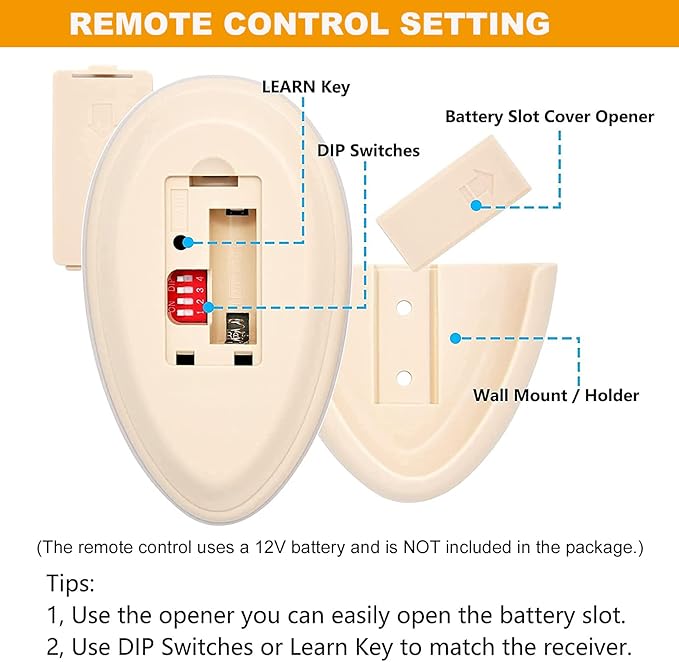 FAN35T Ceiling Fan Remote Control Replacement for Allen+Roth, Kichler, 3-Speed, Light Dimmer, Learn Key, 303.9MHz,with Wall Holder,Easy to Program