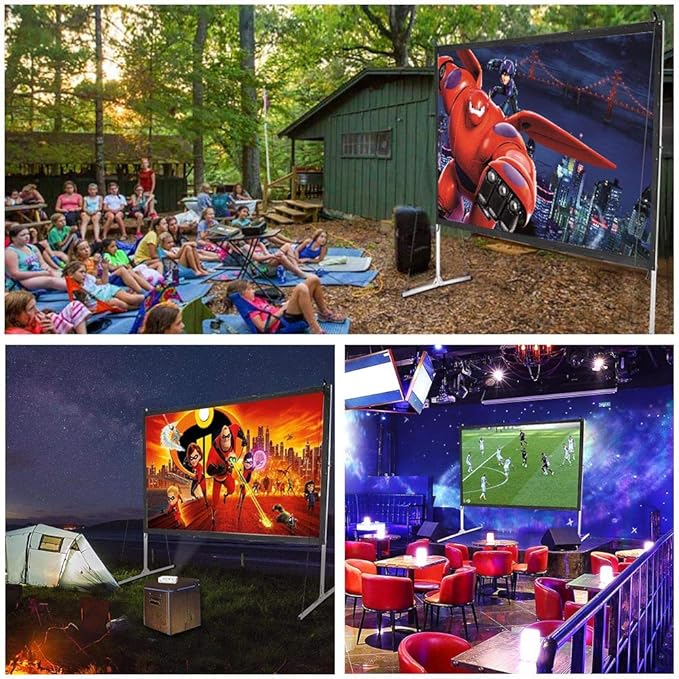 Instahibit 100" Outdoor Projector Screen and Stand Portable Movie Projection Fast Folding 16:9 4K HD Home Theater Camp Backyard Cinema with Carry Bag