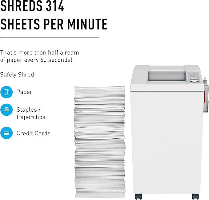 ideal. 2604 Cross-Cut Centralized Office Shredder with Automatic Oiler, Continuous Operation, 14 to 16 Sheet Feed Capacity, 26 gal Bin, Shred Staples/Paper Clips/Credit Cards/CDs/DVDs, P-5 Security