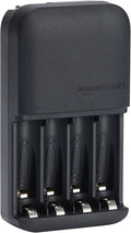 Amazon Basics Battery Charger for Rechargeable AA and AAA NiMh Batteries - NA Plug, 4-Bay, Black