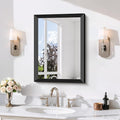 Black Bathroom Mirror 18 x 24 Inch Rectangle Wave Beveled for Wall Bathroom Vanity Mirror for Over Sink, Tempered Glass,for Entryway Hangs, Bathroom Living Room Horizontal or Vertical
