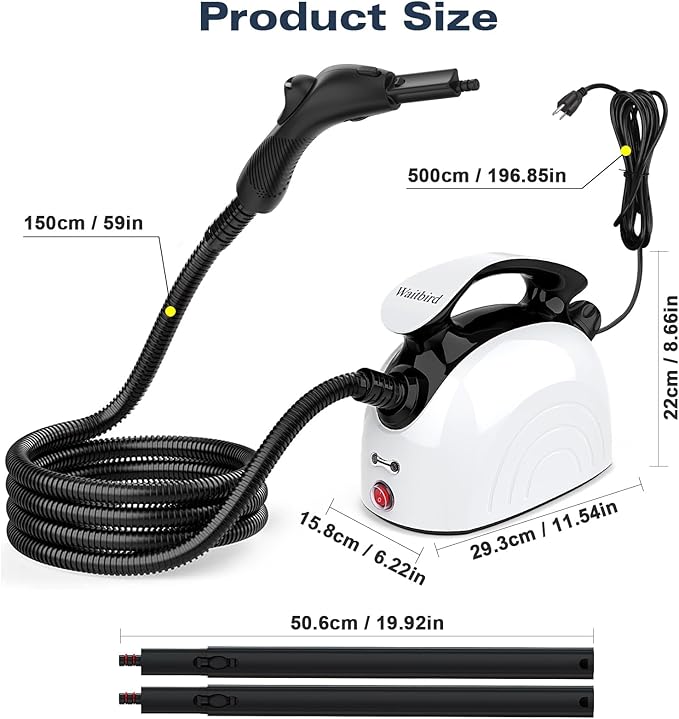 Waitbird Steam Cleaner, Steam Cleaner For Home, Handheld Steamer For Cleaning With 21 Accessories, 248 °F High Temperature, Suitable for Grout, Floor. Sofas, Upholstery, Toys