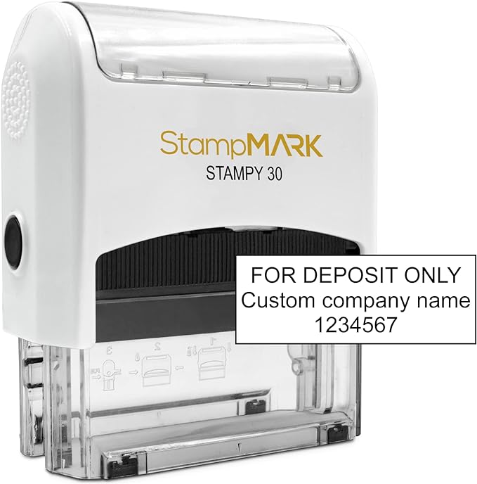 for Deposit Only Customized Office Self Inking Stamp - 3-Lines - Medium - Choose from 15 Ink Colors