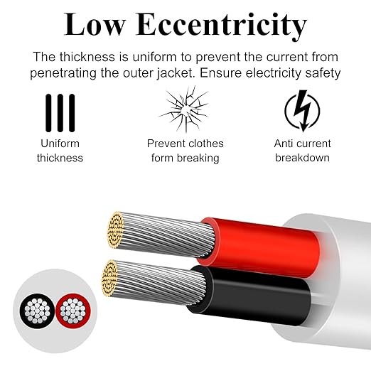 20 Gauge 2 Conductor Electrical Wire, 100FT Low Voltage 20/2 Tinned Copper Stranded 2 Wire Cable, 20 AWG White Flexible Extension Power Cord for Automotive, LED Lamp, Outdoor Landscape Lighting Etc