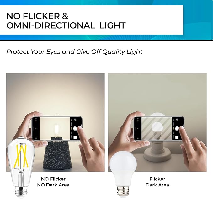 Hizashi Vintage LED Light Bulb Dimmable, 6W Equivalent 60W, Edison Bulbs 4000k Neutral White, E26 Base, 700LM, High CRI 95+ Eye Protection, Clear Glass, Pack of 18