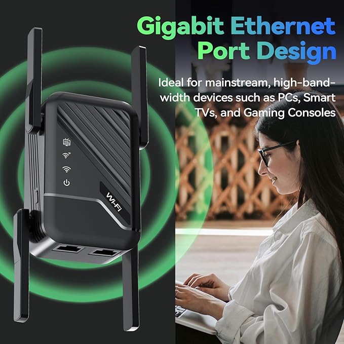 2026 Best WiFi Extender Signal Booster, Internet Extender Covers Up to 13389 Sq.ft for Home, Long Range WiFi Repeater with Ethernet Port, Wireless Router Amplifier Easy Setup,Wide Compatibility
