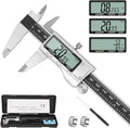 Digital Caliper Measuring Tool, 6 Inch Caliper Tool with Large LCD Screen, Easy Switch from Inch Millimeter Fraction, Stainless Steel Vernier Caliper Digital Micrometer for DIY/Household