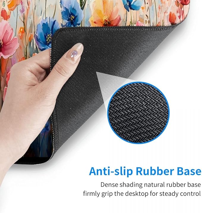 CANFLASHION Desk Pad,Office Desk Mat 31.5"×11.8" Large Gaming Mouse Pad,Durable Extended Computer Mouse Pad,Waterproof Thick Big Mouse Pads with Non-Slip Rubber Base Office Home Watercolor Wild Flower