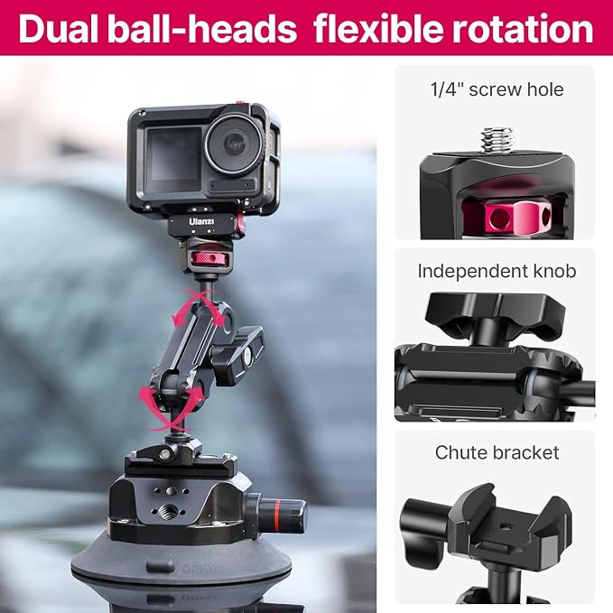 ULANZI SC-02 Suction Mount 4.5'', Magic Arm Bracket - Image 5