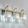 FDPBY Crystal Vanity Lights 3-Light Black Gold Bathroom Vanity Lights Modern Crystal Bathroom Light Fixtures Over Mirror 23.62" Long Vanity Light for Bathroom