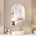 Arched Medicine Cabinet with Mirror,Brushed Nickel Mirror Cabinet with Storage,Adjustable Shelves, Wall Mounted Only, Modern Bathroom Storage,20x32 Inch
