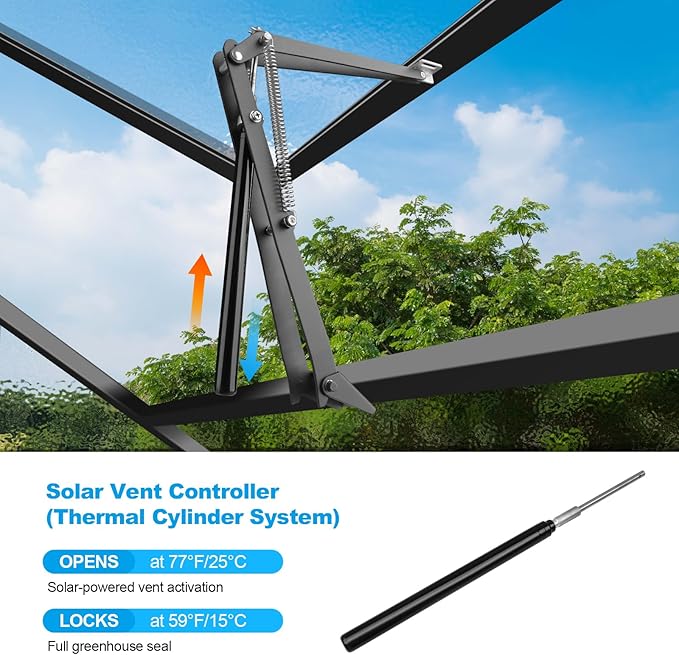 Greenhouse Vent Automatic Opener Greenhouse Accessories Window Opener Auto Vent Kit Sensitive Gardening Tools Automatic Greenhouses Supplies Solar Heat Sensitive Dual Spring Lifts 33lbs (1pc)
