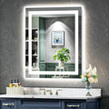 YEELAIT 28x32 Inch LED Bathroom Mirror with Lights Front and Backlit Lighted Vanity Mirror for Bathroom Wall with 3 Colors Dimmable Anti-Fog Memory Shatter-Proof IP54 Waterproof Horizontal/Vertical