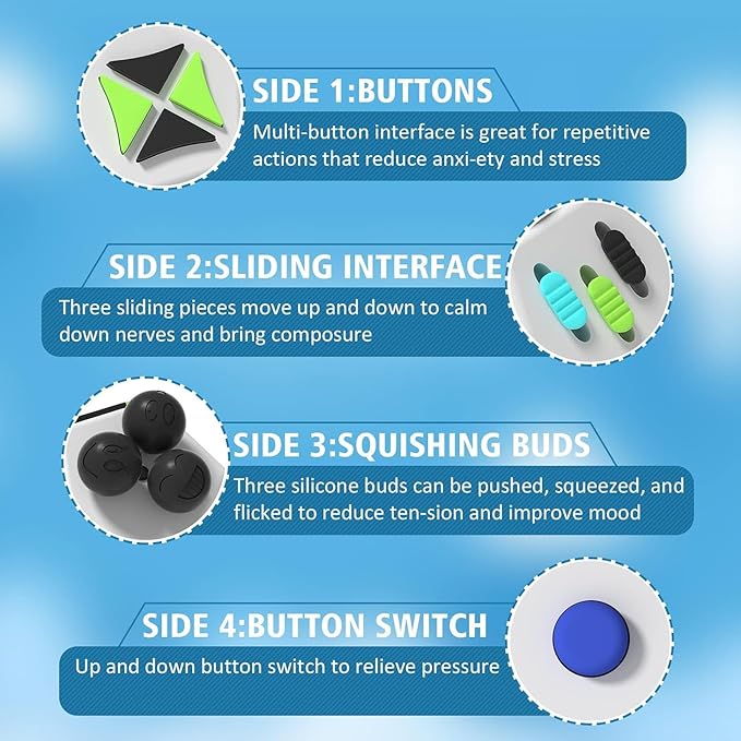 Fidget Dodecagon –12-Side Fidget Toys Cube Relieves Stress and Anxiety Anti Depression Travel Toy Christmas Stocking Stuffers Gifts for Children and Adults(A2 White)