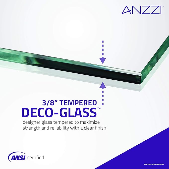 ANZZI 72" x 30" Frameless Shower Door in Polished Chrome,Water Repellent Glass Shower Door with Seal Strip Parts and Handle, 3/8 Glass Hinged Shower Door with Handle (SD-AZ09-02CH)
