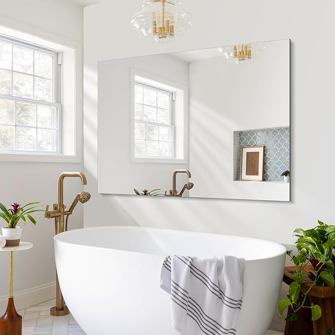 CILIBER Frameless Mirror, 30x40 Inch Rectangle Bathroom Mirrors for Wall, Upgraded Shatterproof Large Vanity Mirror Over Sink with Polished Edge for Bathroom, Bedroom, Living Room and Entryway