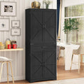 72" Kitchen Pantry Storage Cabinet, Farmhouse Style With Adjustable Shelves, Large Capacity Drawer, Freestanding Cupboard for Kitchen, Dining Room, Living Room, Black