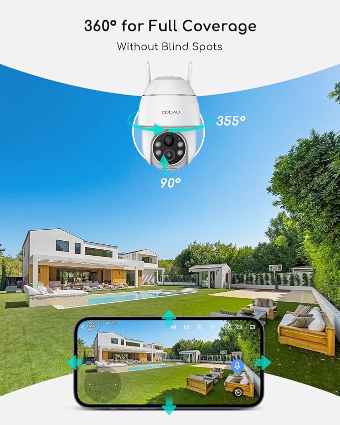 COOAU 4MP Cameras for Home Security Outdoor, 5GHz & 2.4GHz Solar Security - Image 3