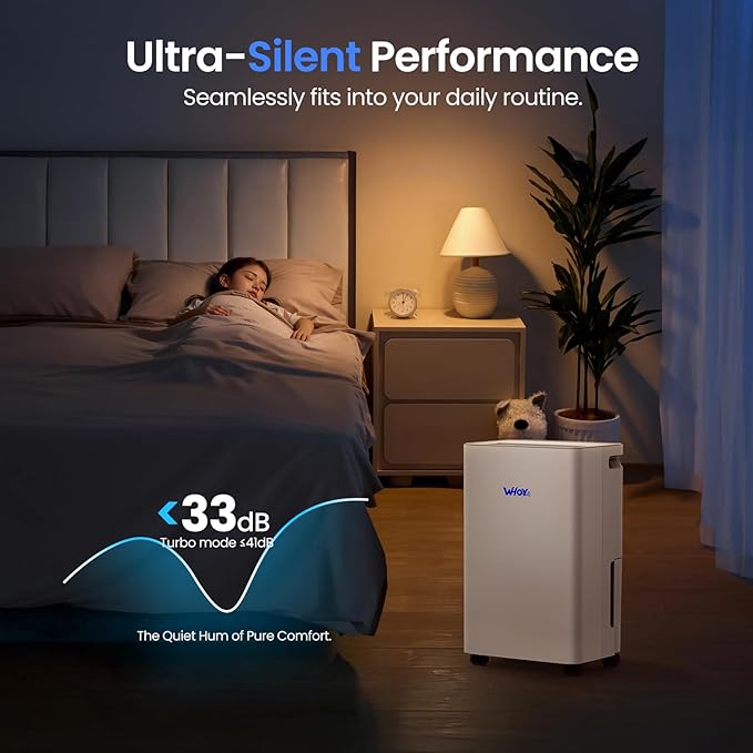 Dehumidifier for Basements, 2000 Sq. Ft., 30 Pints, Max 50 Pints 1.6L Tank, App-Controlled, With 4.9 ft Drain Hose Low noise, for Living room, Basements and Office