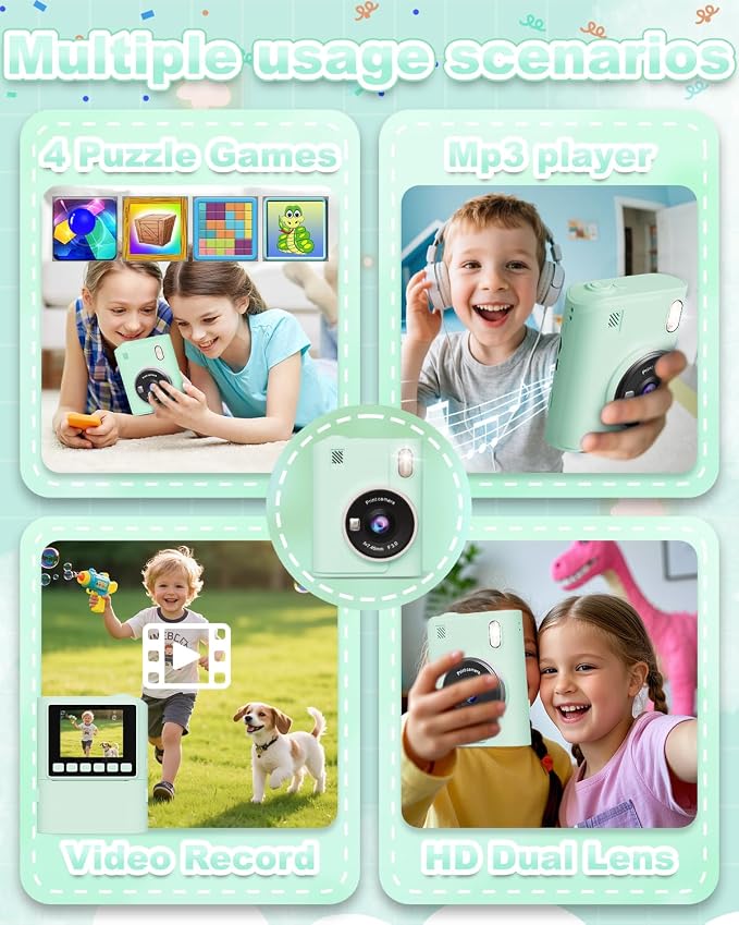 Instant Print Camera for Kids, 1080P Instant Digital Print Cameras for Toddler - Image 3
