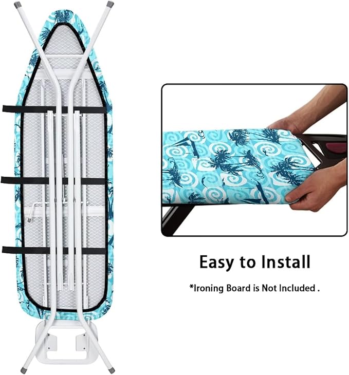 ZCFYGDX 15" x 54" Ironing Board Cover Scorch Resistant,Wear & Soil Resistant Covers, Easy Installation Elastic Edges 3 Fasteners,Lightweight & Breathable Coconut Tree Sailboat Print Size-XL