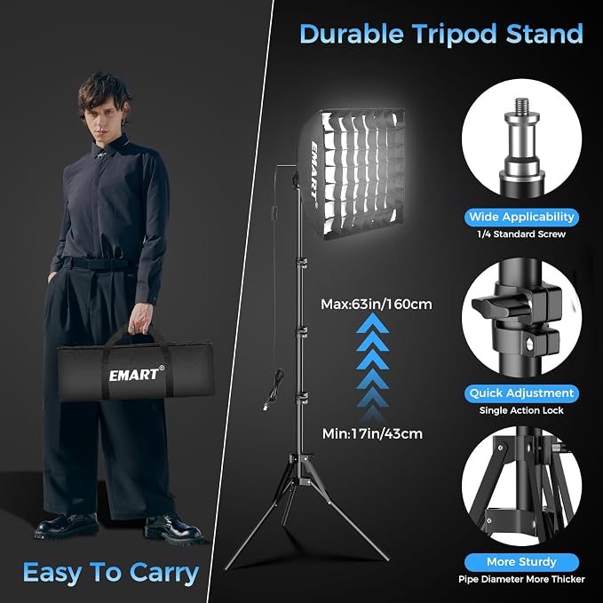 EMART Softbox Photography Lighting Kit, 50W 3000K-6000K LED Bulb - Image 7