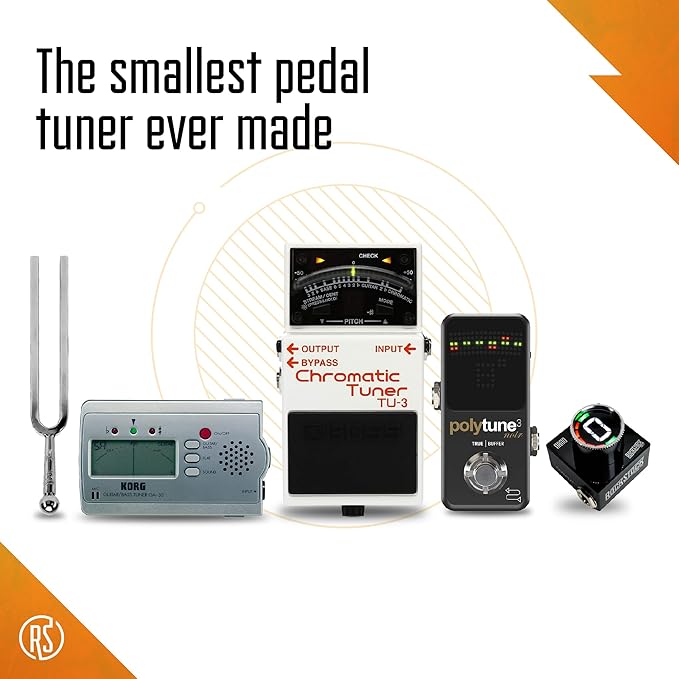 Rock Stock Nano Electric Guitar Tuner Pedal - Compact Chromatic Tuner Foot Pedal Fits on Any Pedalboard - For Acoustic, Electric, Bass Guitar, Mandolin and Other Instruments