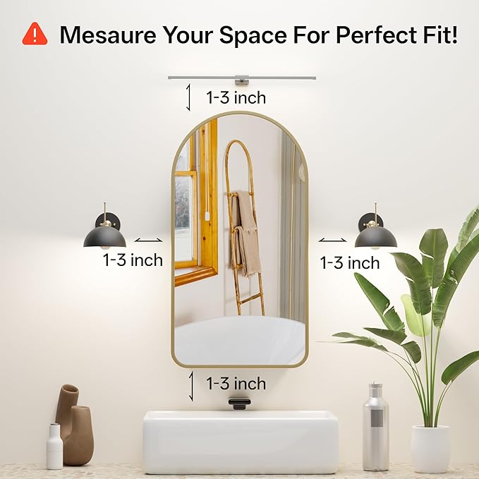 Arched Bathroom Medicine Cabinet with Mirror, No Assembly Needed, Recessed or Surface Mount Wall Storage Cabinet, Mirror Cabinet with Tissue Slot & 2X Magnifying Mirror (Gold, 29.5"L x 15.7"W)