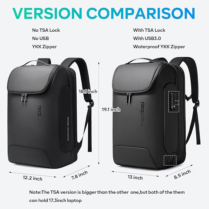 BANGE Men's Laptop Backpack for 17.3Inch Notebook, Waterproof Fashion Travel - Image 7