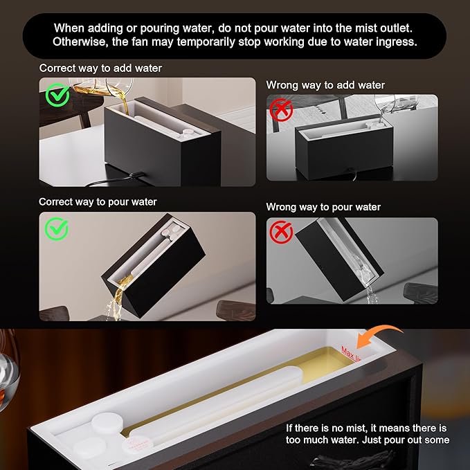Fireplace Flame Air Diffuser Humidifier,7 Colors Aromatherapy Essential Oil Diffuser, Ultrasonic Aroma Humidifier with Remote Control & Timer for Bedroom, Home, Office, Yoga (Black)