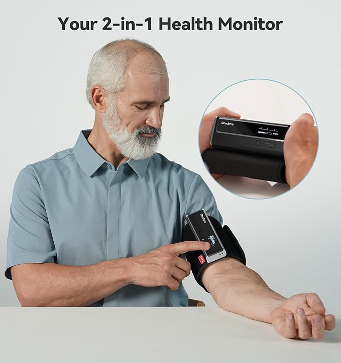 Checkme WiFi Blood Pressure Monitor for Home Use, Bluetooth Automatic Arm Cuff, Smart Digital BP Machine, Wireless Portable USB Rechargeable with X3 Accuracy Function, Free APP for iOS & Android Black