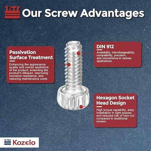 Kozelo 60pcs Socket Head Cap Screws - [M1.4-0.3 x 3mm] 304 Stainless Steel Allen Socket Drive for Electrical Motor 3D Printing Fan Engine Replacement Use, Silver