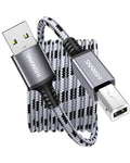 SNANSHI USB Printer Cable 25 ft, Nylon Braided USB 2.0 Type A to B Male Printer by SNANSHI
