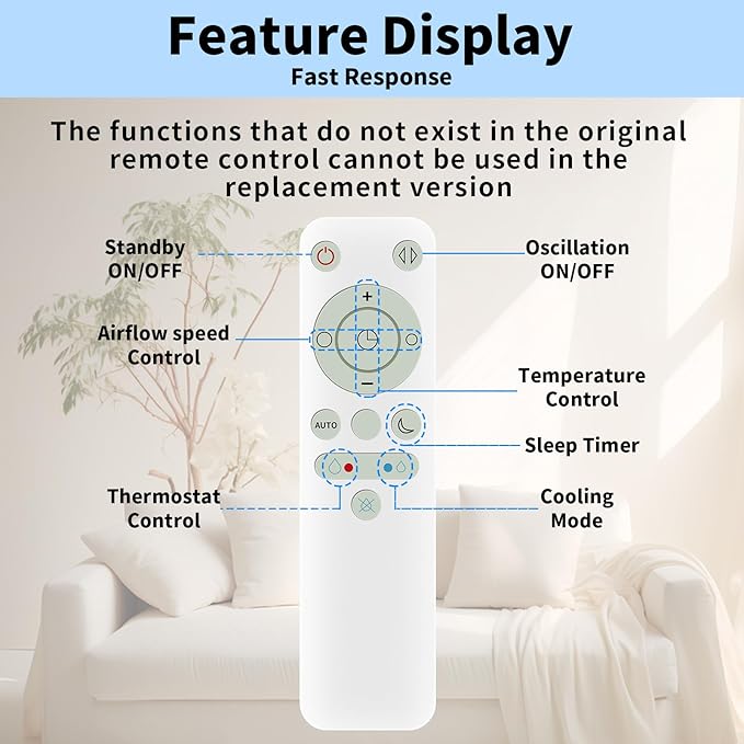 LUNOAOA Upgrade Glowing Remote Control Replacement No Setup for Dyson Fan DP01 DP03 TP02 TP03 with Magnetic