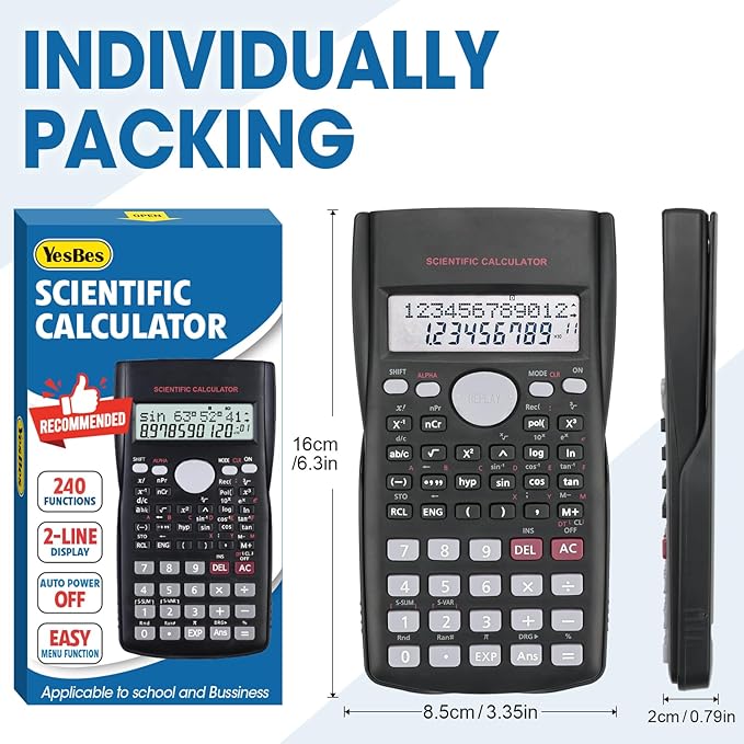 2 Pack Scientific Calculators, 2-Line Large Screen Display 240 Functions - Image 5