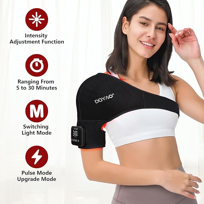 Cordless Shoulder Red Light Therapy Belt, Portable Near Infrared Light Therapy, 4000mhA Rechargeable 3-in-1 Relieve Shoulder Pain