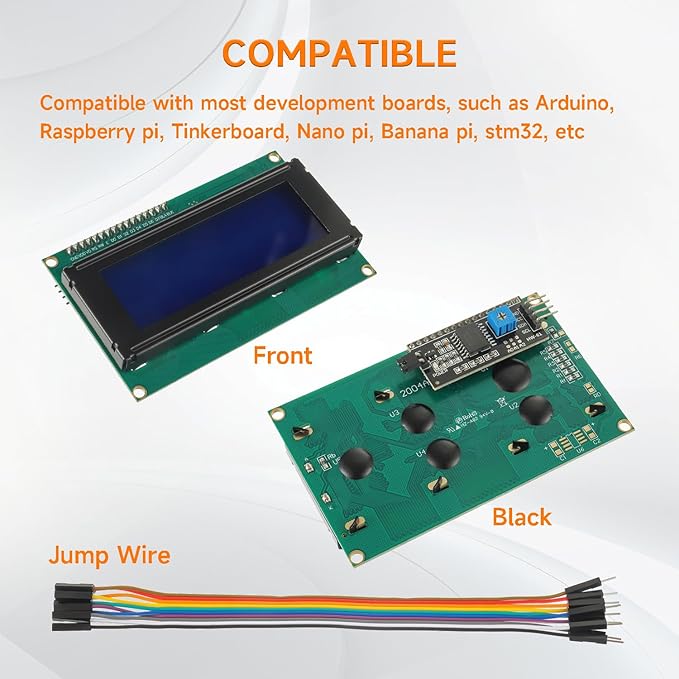 HUAREW 2pcs I2C IIC TWI 2004 Serial LCD Display Module 20x4 Compatible with Arduino Raspberry Pi