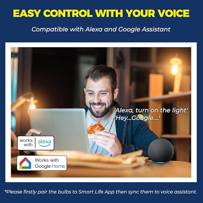 Lightinginside E12 Smart Light Bulbs 60W Equiv., Work with Alexa/Google Home/Smart Life, 500LM 6W RGBCW Candle Candelabra LED Light Bulbs, No Hub Required, 2.4G WiFi Bluetooth Bulb, ETL Listed, 1PC