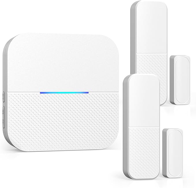 AIDA Door Alarms When Opened Wireless Ring Chime Sensor Alarm for Business/Home/Kids - 600ft Range, 58 Ringtones, 5 Volume Levels, Open Alert, Easy Install (1 Receiver + 2 Sensor)