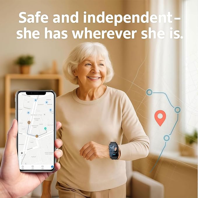 Elderly Fall Watch, Smart Watch for Men Women Wtih Sos Call and Health Monitoring, Ip67 Waterproof, Emergency Call Bracelet, for Seniors & Adults, Christmas and Birthday Gifts, 4G Safety(Red)