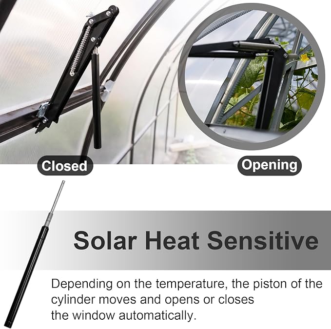 Amylove 2 Pcs Dual Spring Automatic Roof Vent Opener Greenhouse Accessories Solar Greenhouse Heater Sensitive Ventilation Kit Automatic Window Vent Opener Replacement for Gardening