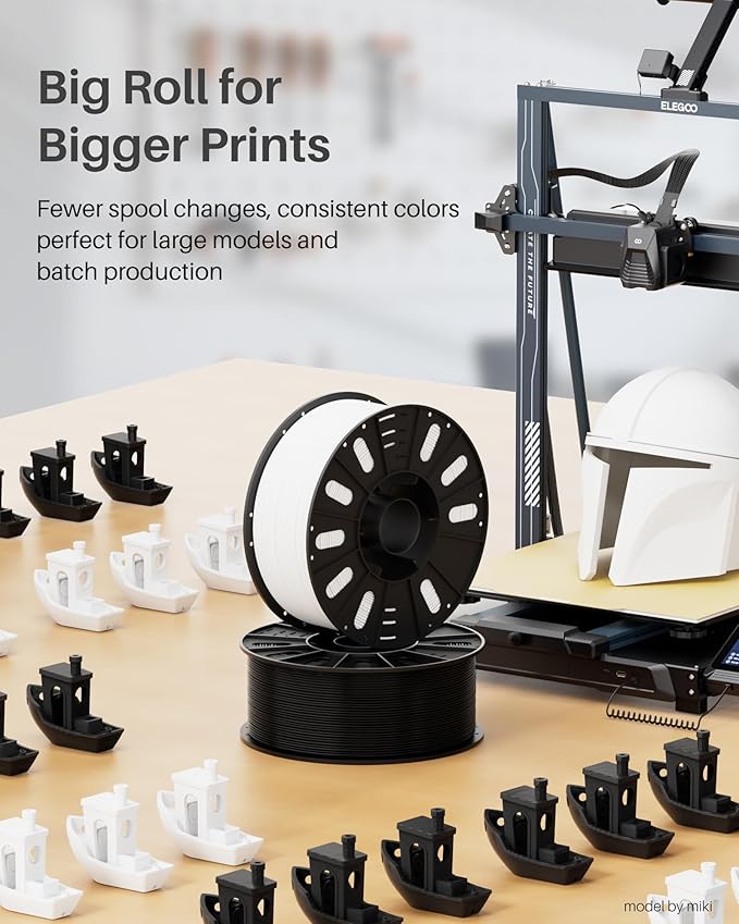 ELEGOO PLA Filament 1.75mm Black 3KG, 3D Printer Filament Dimensional Accuracy +/- 0.02mm, 3KG Large Spool(6.6lbs) Fits for Most FDM 3D Printers