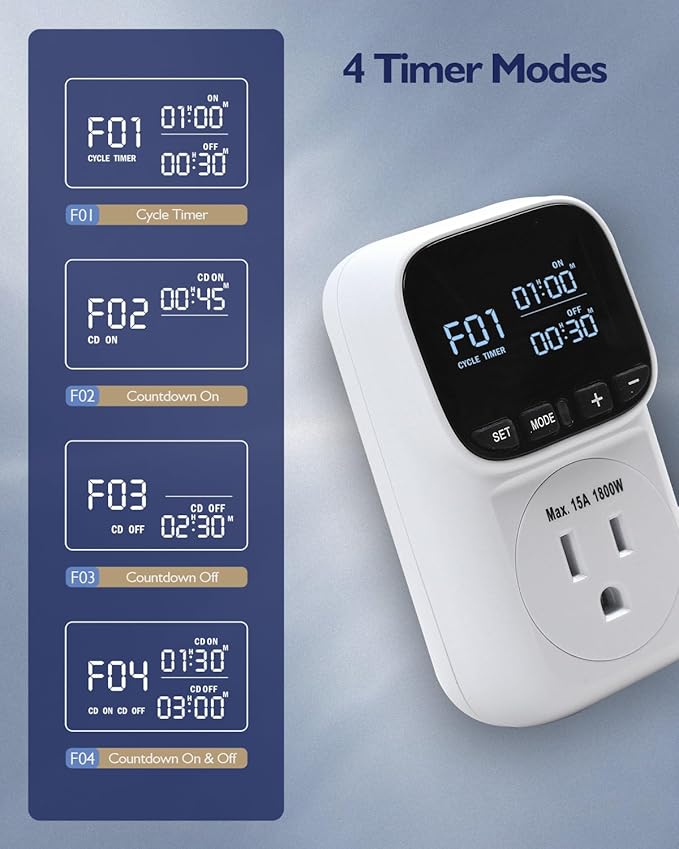 ZILLSEA Digital Temperature Controller, Heating & Cooling Thermostat Plug Outlet, –40°F~210°F, 15A 1800W, LCD Display, Temperature Controlled Outlet for Home, Greenhouse, Chicken Coop, Reptile