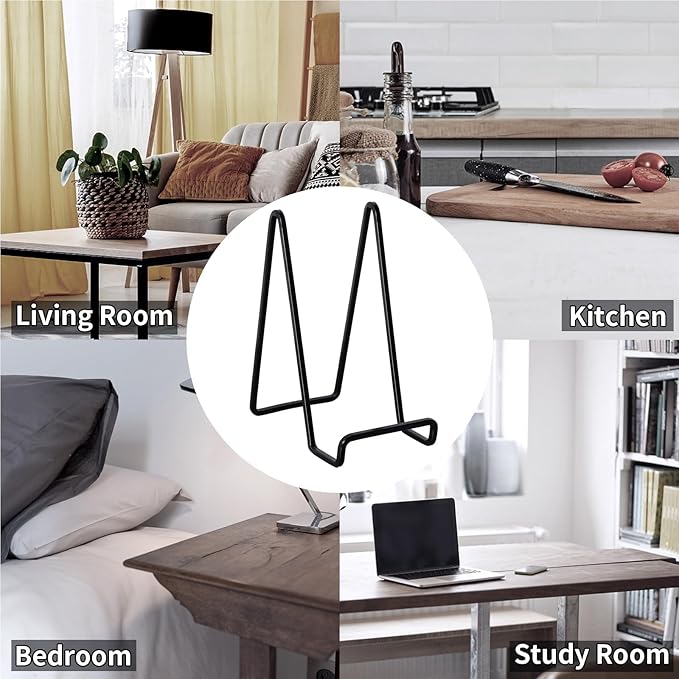 3 Pack 6 inch Metal Plate Stands for Display, Plate Holder Pictures Frame Easel Display Stand, Tabletop Picture Stand, Iron Easels for Display Photo Frames, Plates, Vinyl Record，Book, Plaque, Sign