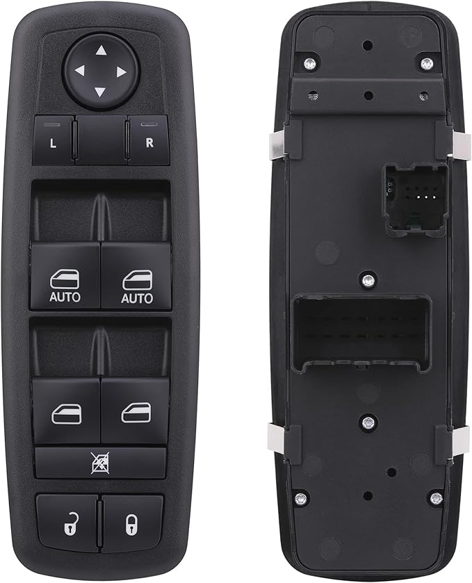 Obaee Window Switch Power Control Button Front Left Driver Side Compatible with 2010-2011 Dodge Grand Caravan/Chrysler Town & Country, Replacement OEM 04602535AI, Double Autos 3+0 Pinss