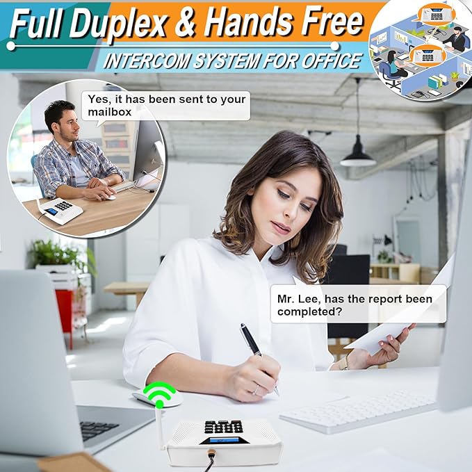 SANZUCO Intercoms Wireless for Home Upgraded, Hands Free Intercom 5300ft, Real-Time Two Way Intercoms for Home with Group Call, Full Duplex Wireless Intercom System for Business Office(4 Pack)