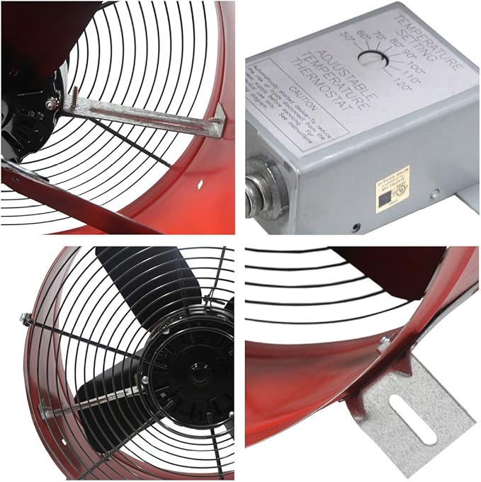 Maxx Air Professional Grade Gable Mount | Power Attic Ventilator, 2.6-Amp 60-Hz Motor and 14-Inch Blade | Quiet Home Attic Fan 1300 CFM | 1,850 SQ. FT. (Red)