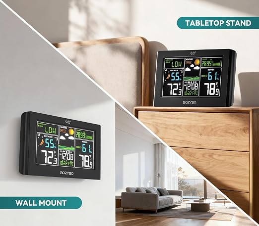 Weather Station Wireless Indoor Outdoor Thermometer: BOZYBO Digital Atomic Clock - Image 6