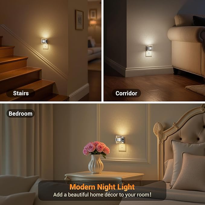 JandCase LED Night Light, Bubble Night Lights Plug into Wall, [2 Pack]Night Light3000K/4000K/5000K & 3 Brightness Levels, Dimmable Nightlight with Dusk to Dawn Sensor for Bathroom Hallway Bedroom